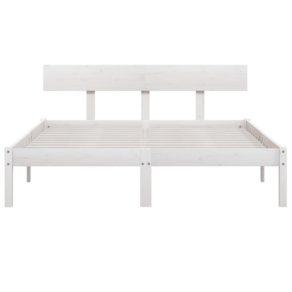 Bed Frame White Solid Wood 120x190 cm Small Double