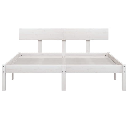 Bed Frame White Solid Wood 120x190 cm Small Double