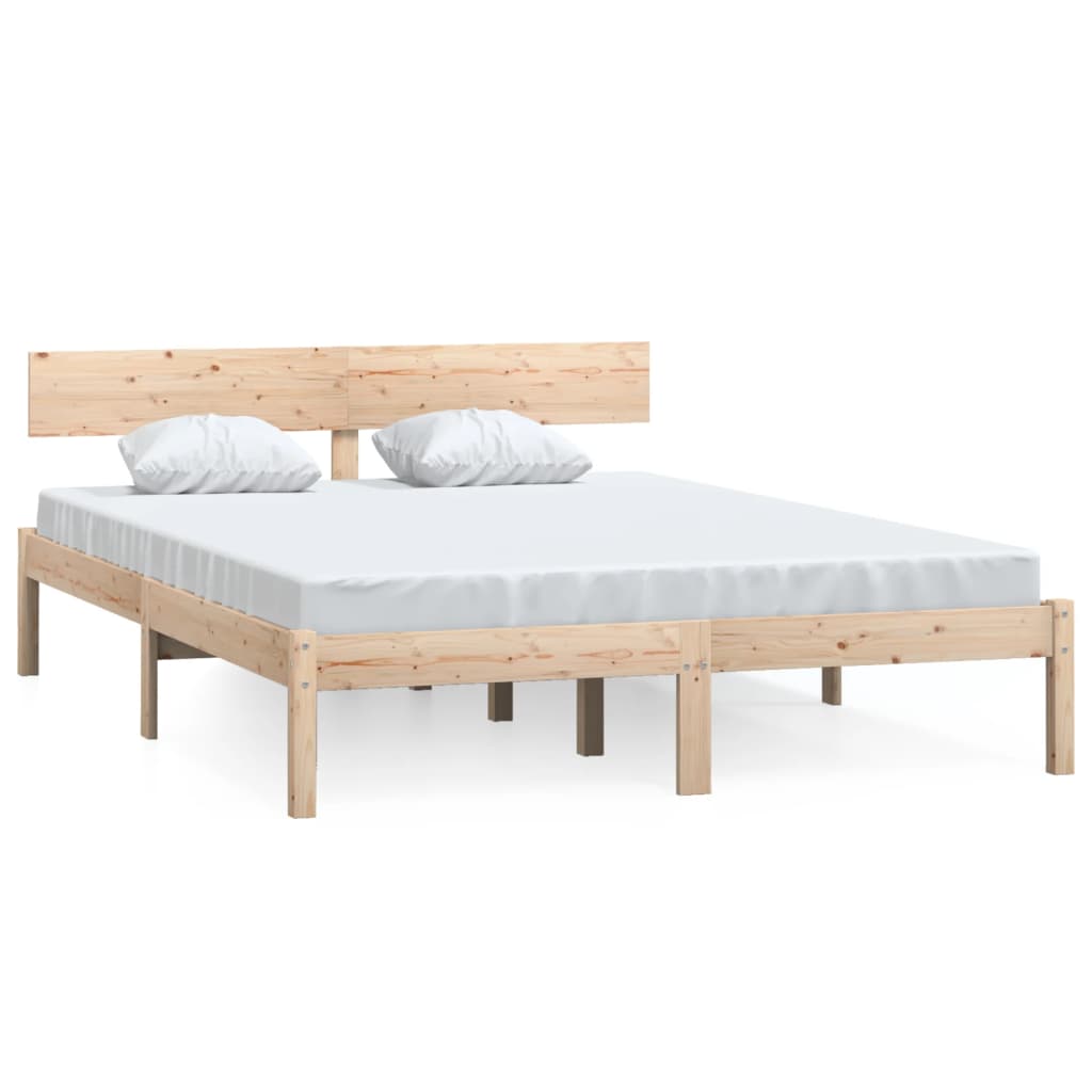 Bed Frame without Mattress Solid Wood Pine King Size