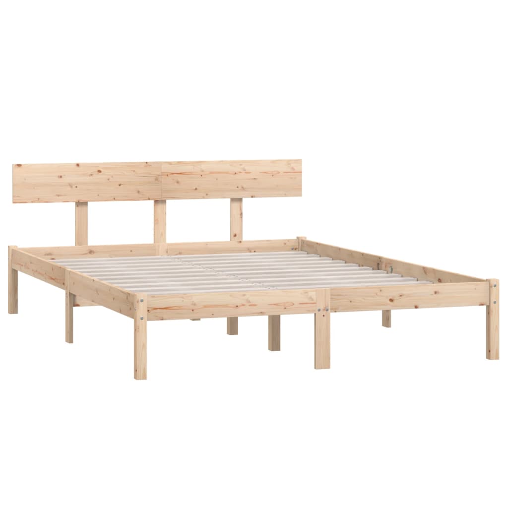 Bed Frame without Mattress Solid Wood Pine King Size