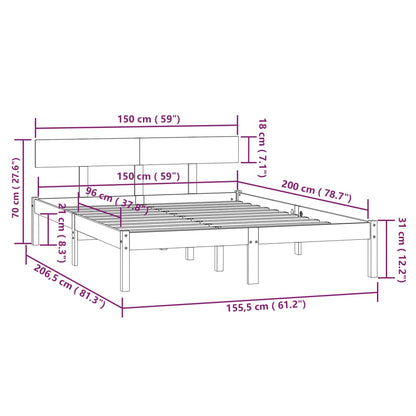 Bed Frame without Mattress Solid Wood Pine King Size