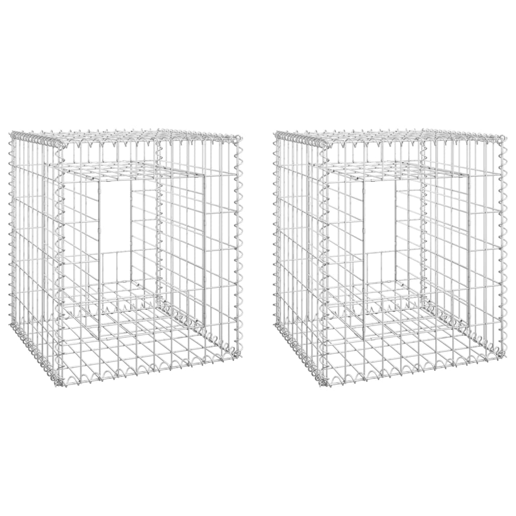 Gabion Basket Posts 2 pcs 50x50x60 cm Iron