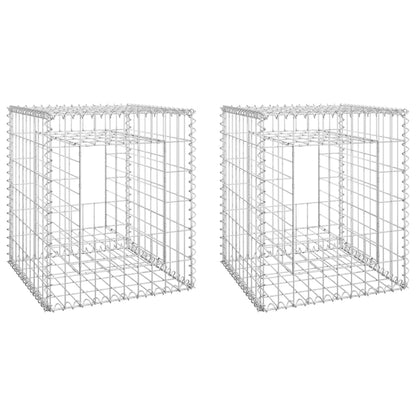 Gabion Basket Posts 2 pcs 50x50x60 cm Iron