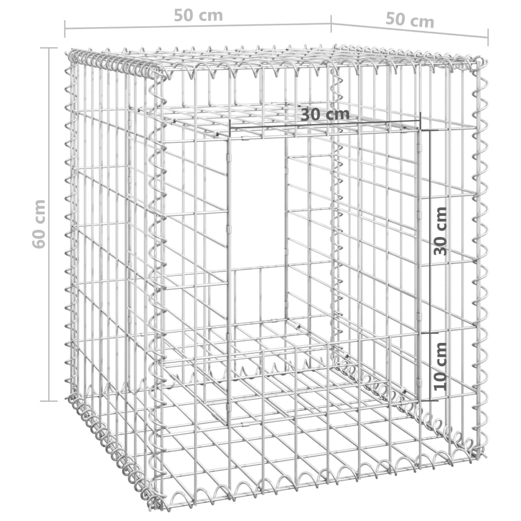 Gabion Basket Posts 2 pcs 50x50x60 cm Iron