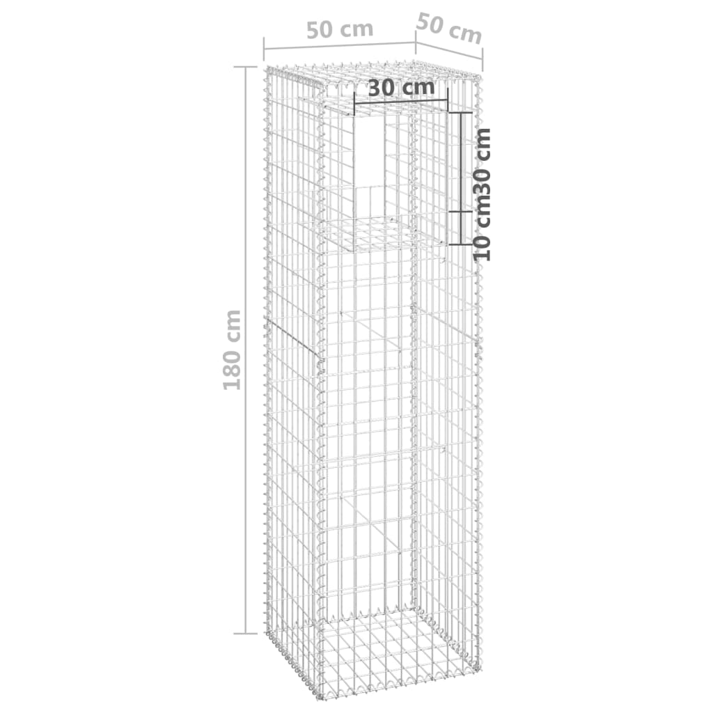 Gabion Basket Post 50x50x180 cm Iron