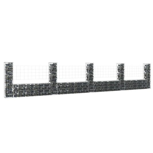 U-shape Gabion Basket with 5 Posts Iron 500x20x100 cm