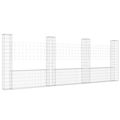 U-shape Gabion Basket with 4 Posts Iron 380x20x150 cm