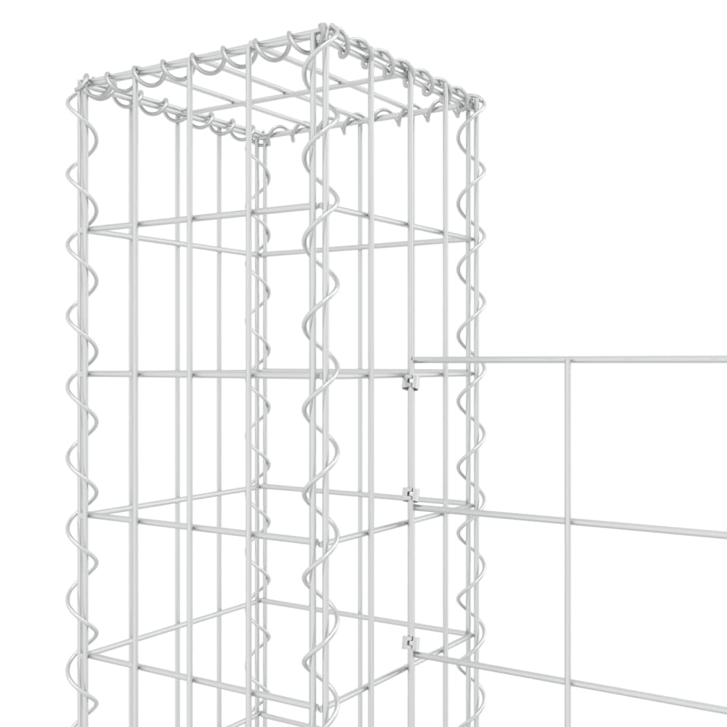 U-shape Gabion Basket with 4 Posts Iron 380x20x150 cm