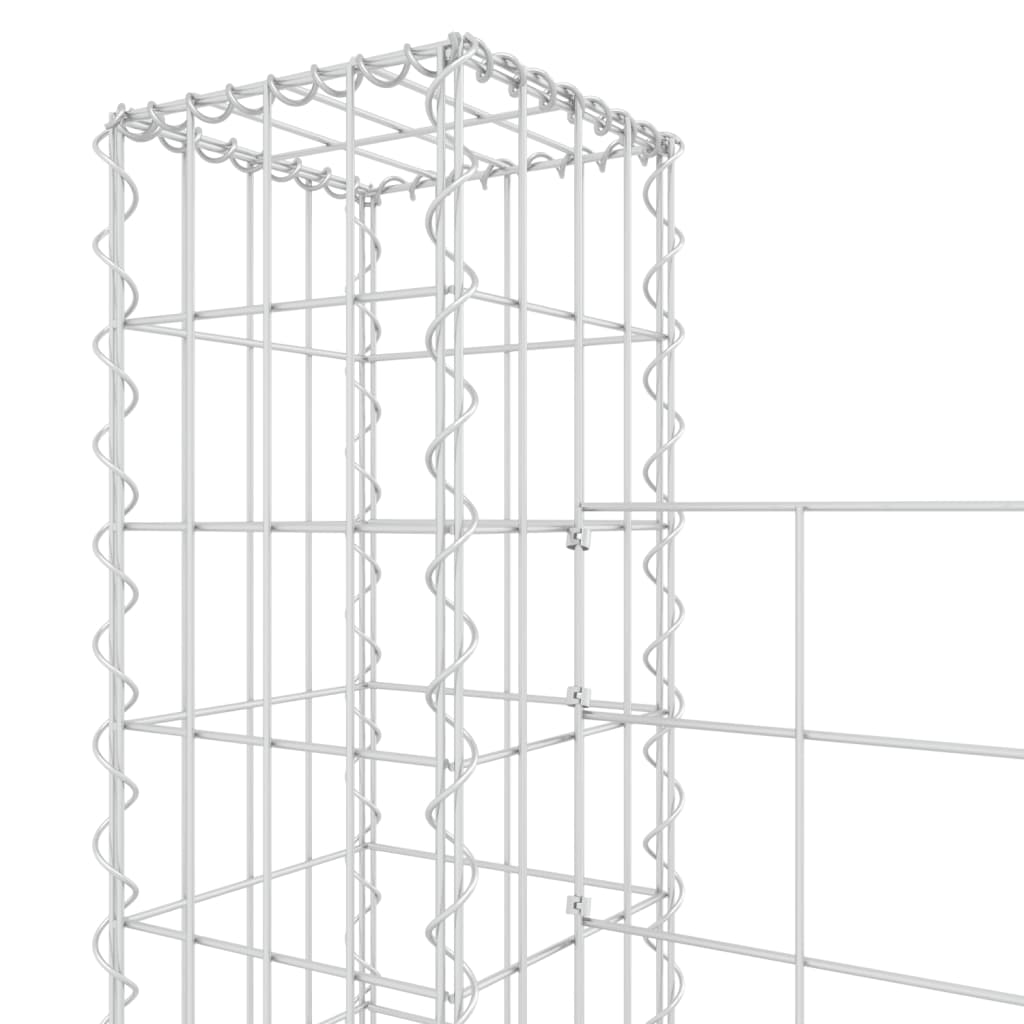 U-shape Gabion Basket with 6 Posts Iron 620x20x150 cm