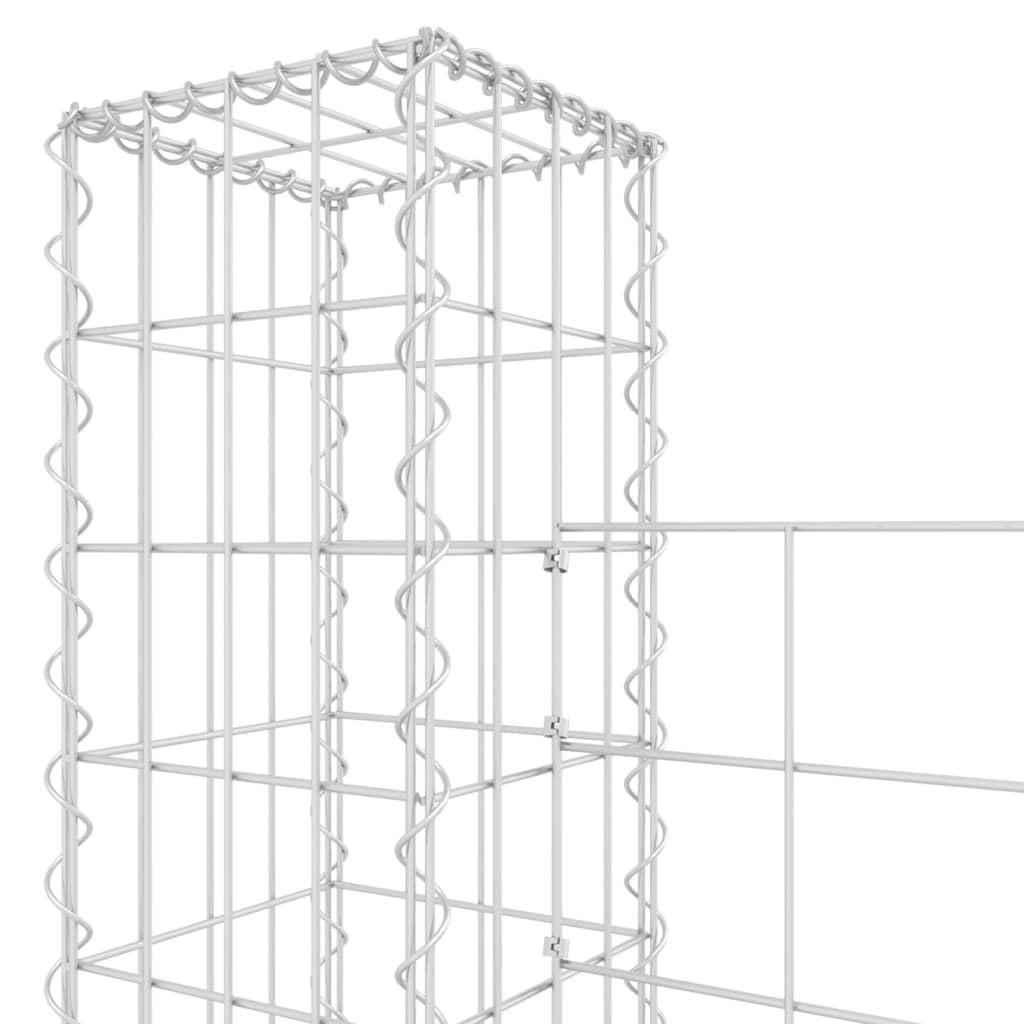 U-shape Gabion Basket with 4 Posts Iron 380x20x200 cm