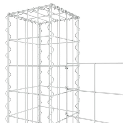 U-shape Gabion Basket with 4 Posts Iron 380x20x200 cm