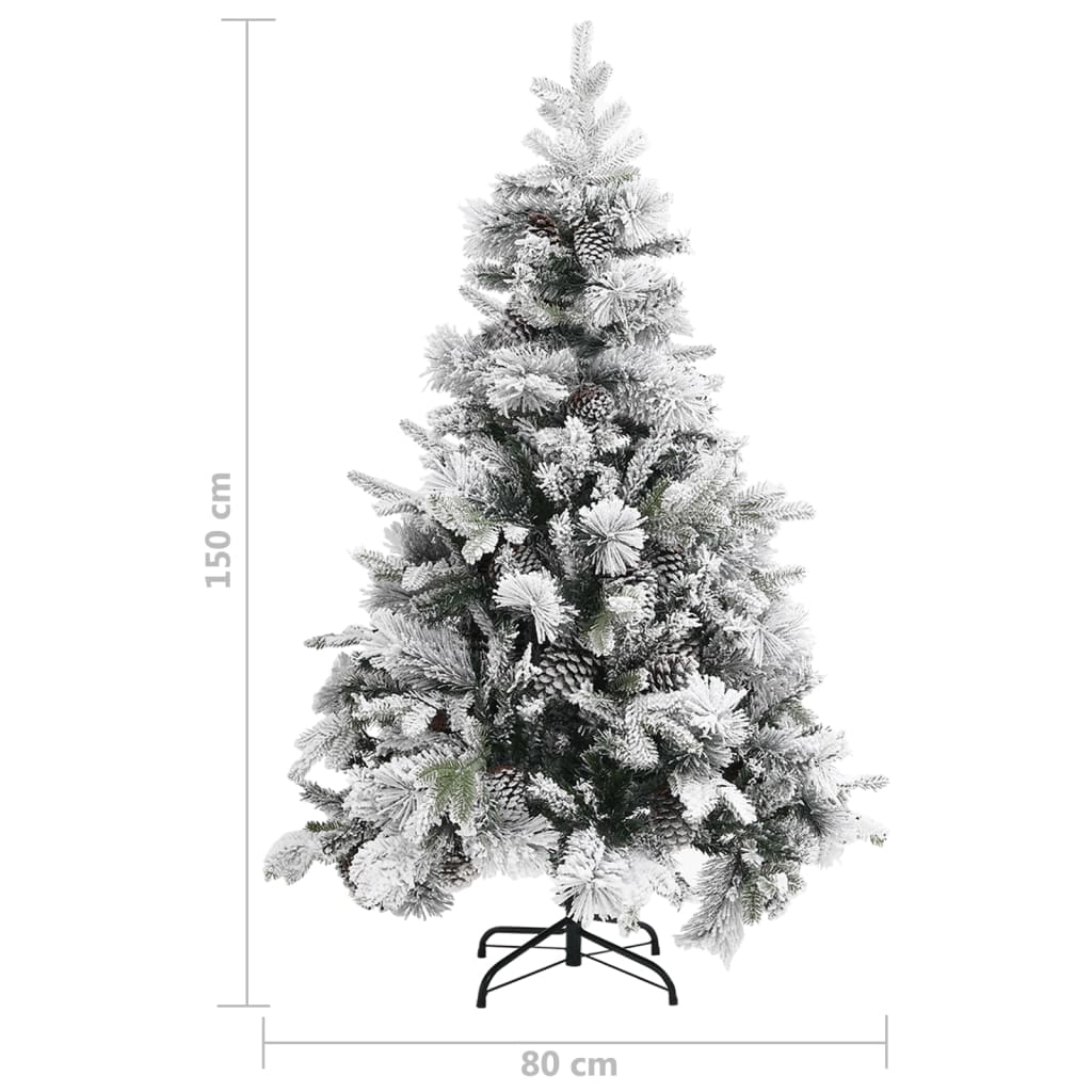 Christmas Tree with Flocked Snow&Cones 150 cm PVC&PE