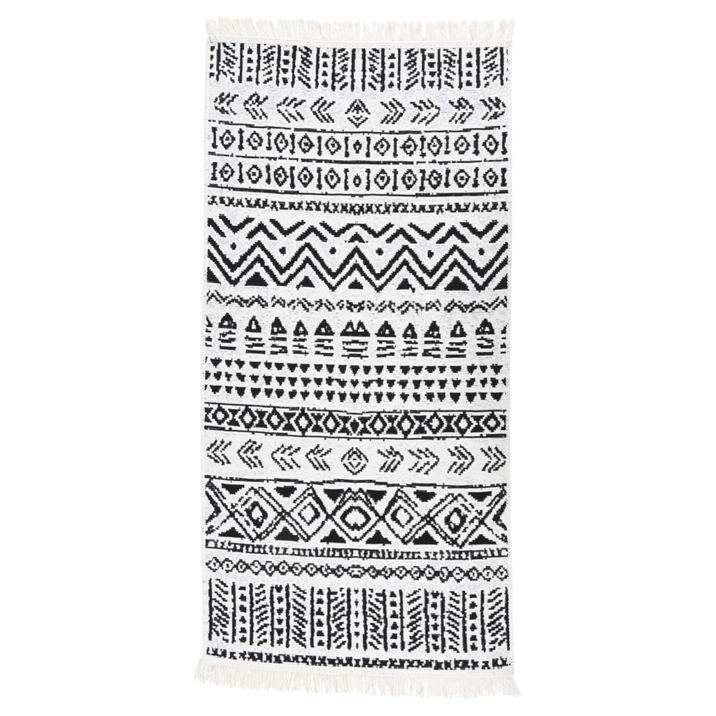 Rug Black and White 100x200 cm Cotton