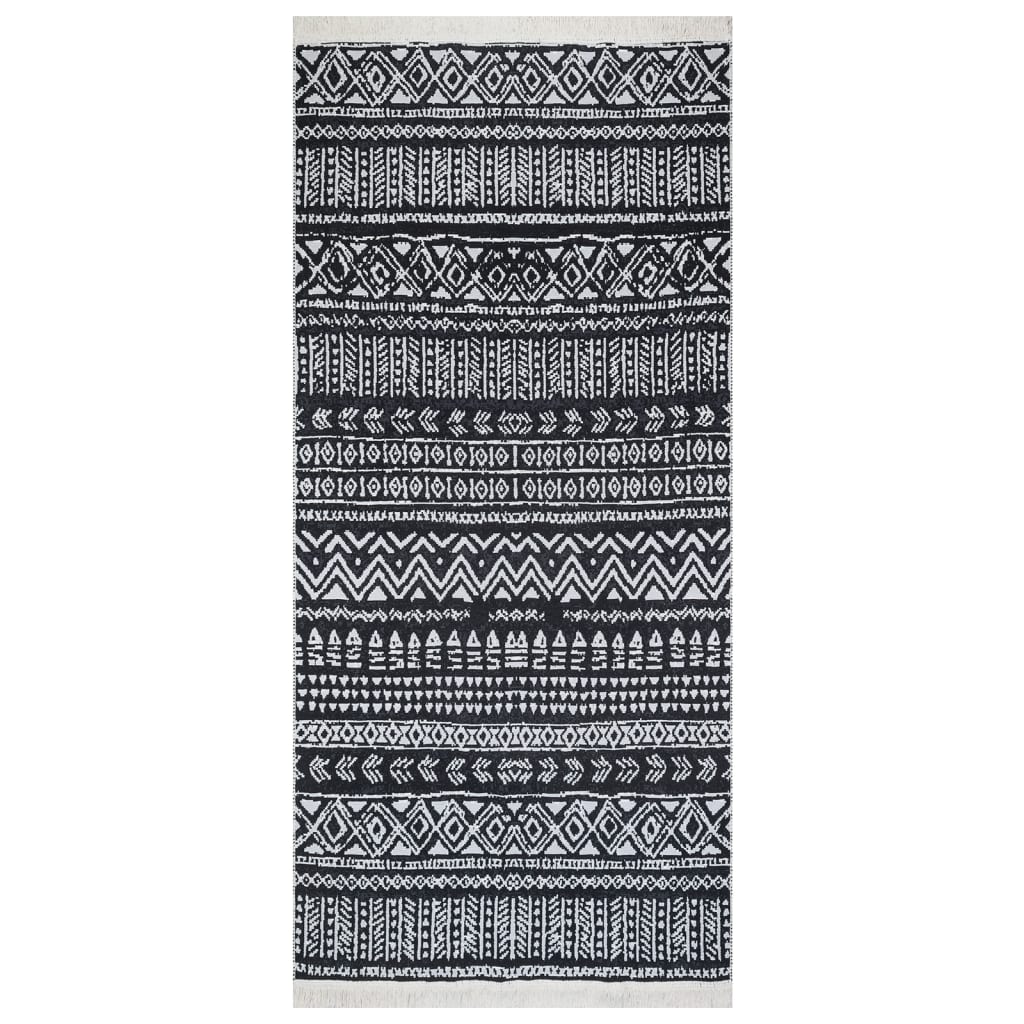 Rug Black and White 100x200 cm Cotton