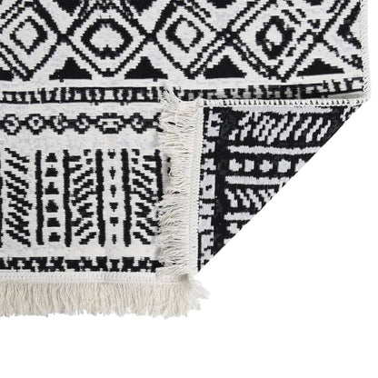 Rug Black and White 100x200 cm Cotton