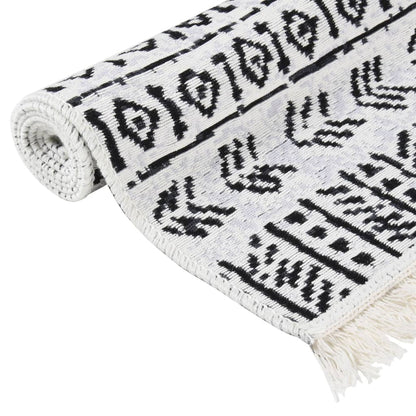 Rug Black and White 100x200 cm Cotton