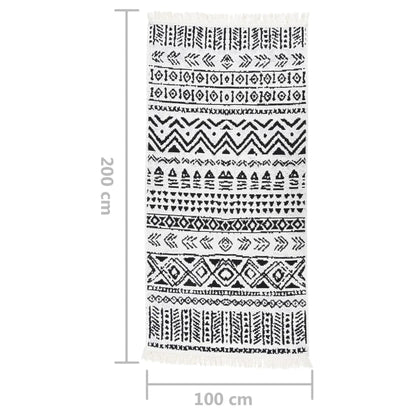 Rug Black and White 100x200 cm Cotton