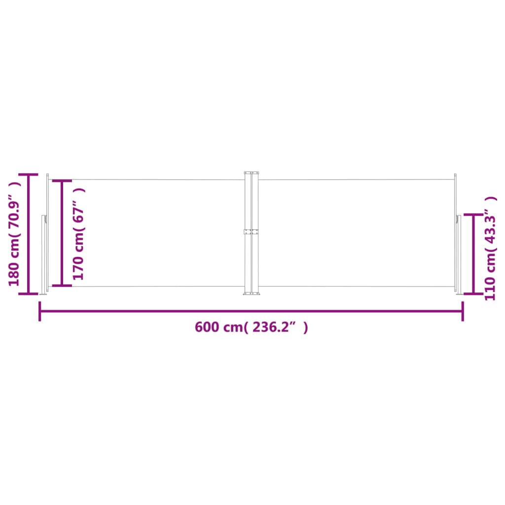 Retractable Side Awning Black 180x600 cm