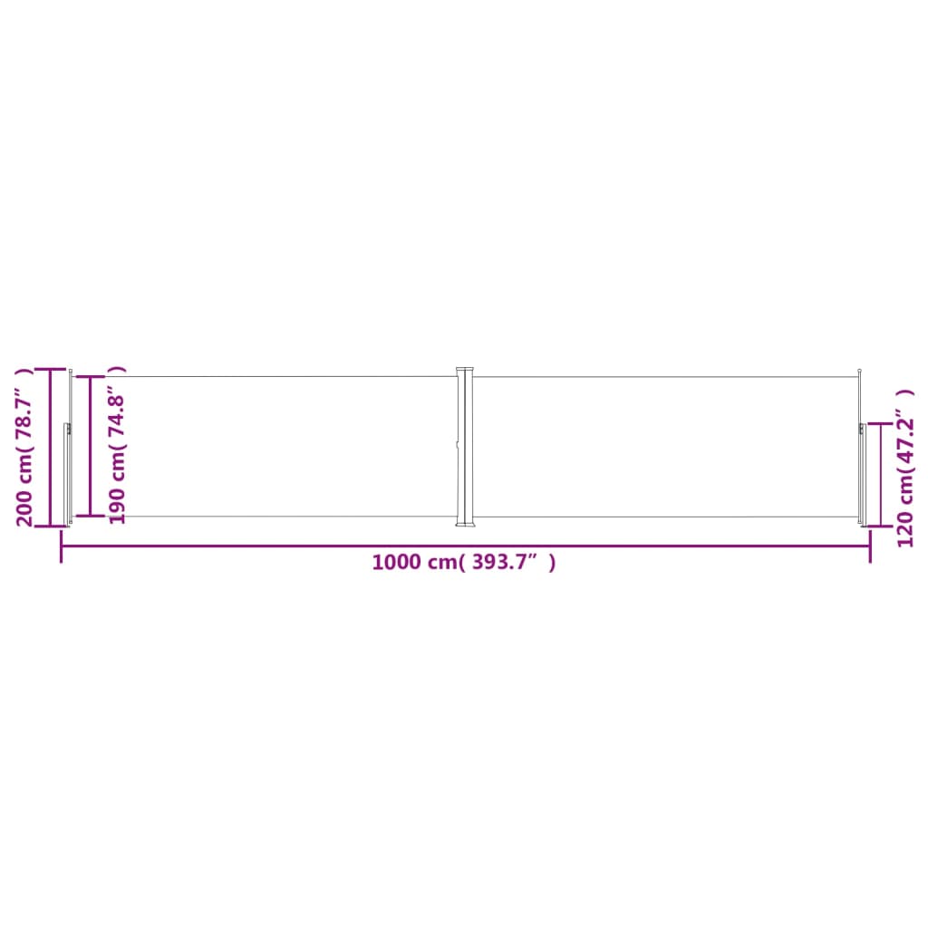 Retractable Side Awning Red 200x1000 cm