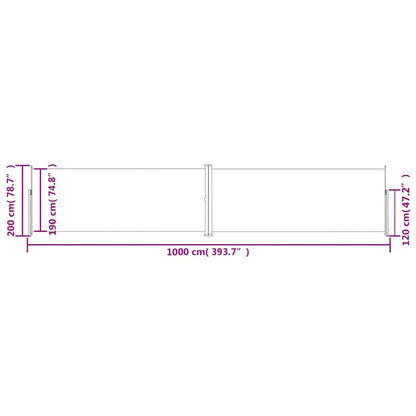 Retractable Side Awning Red 200x1000 cm