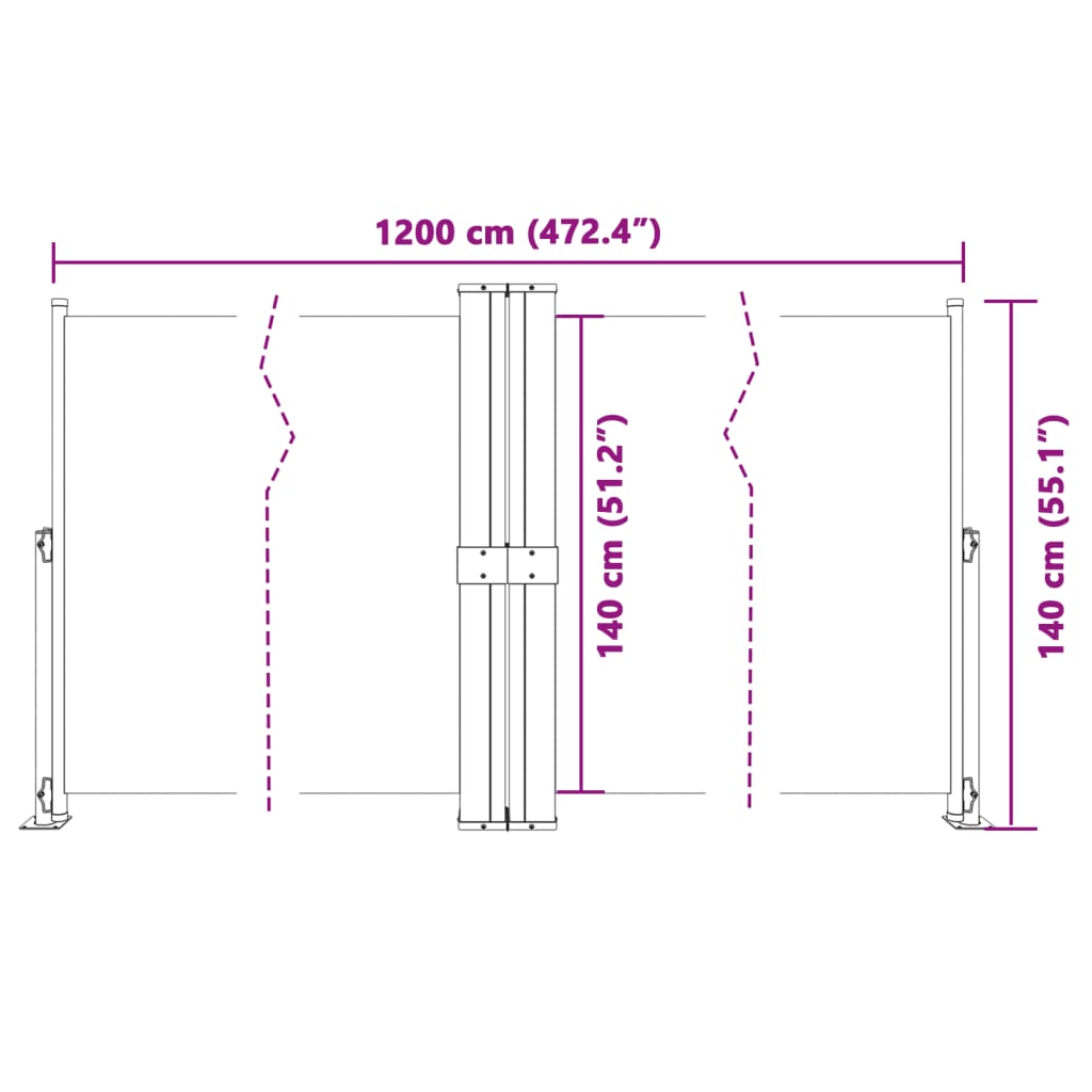 Retractable Side Awning Blue 140x1200 cm