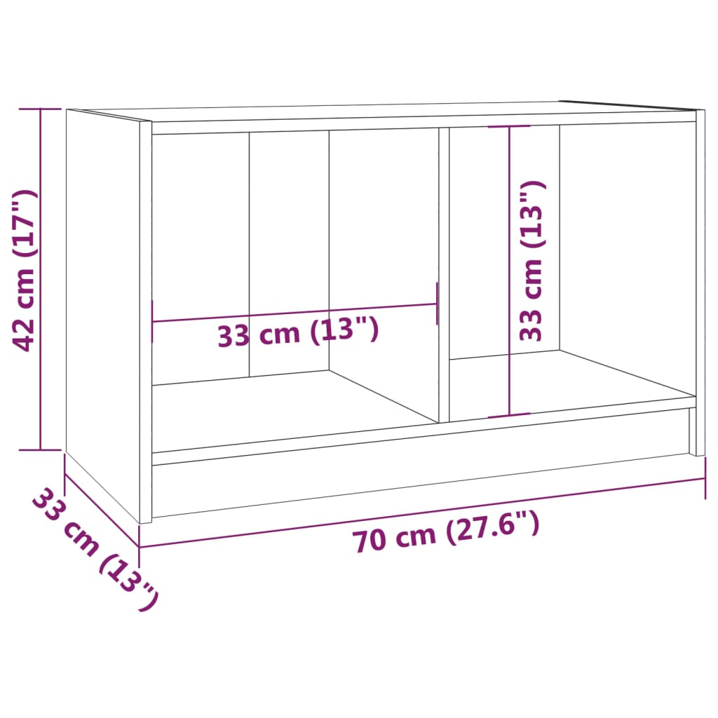 TV Cabinet White 70x33x42 cm Solid Pinewood