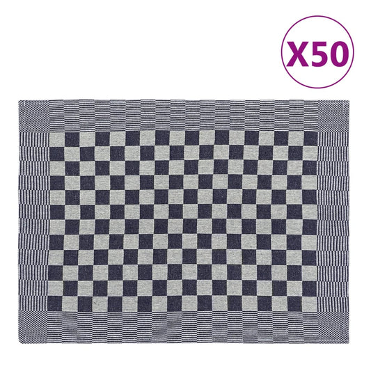 Kitchen Towels 50 pcs Blue and White 50x70 cm Cotton