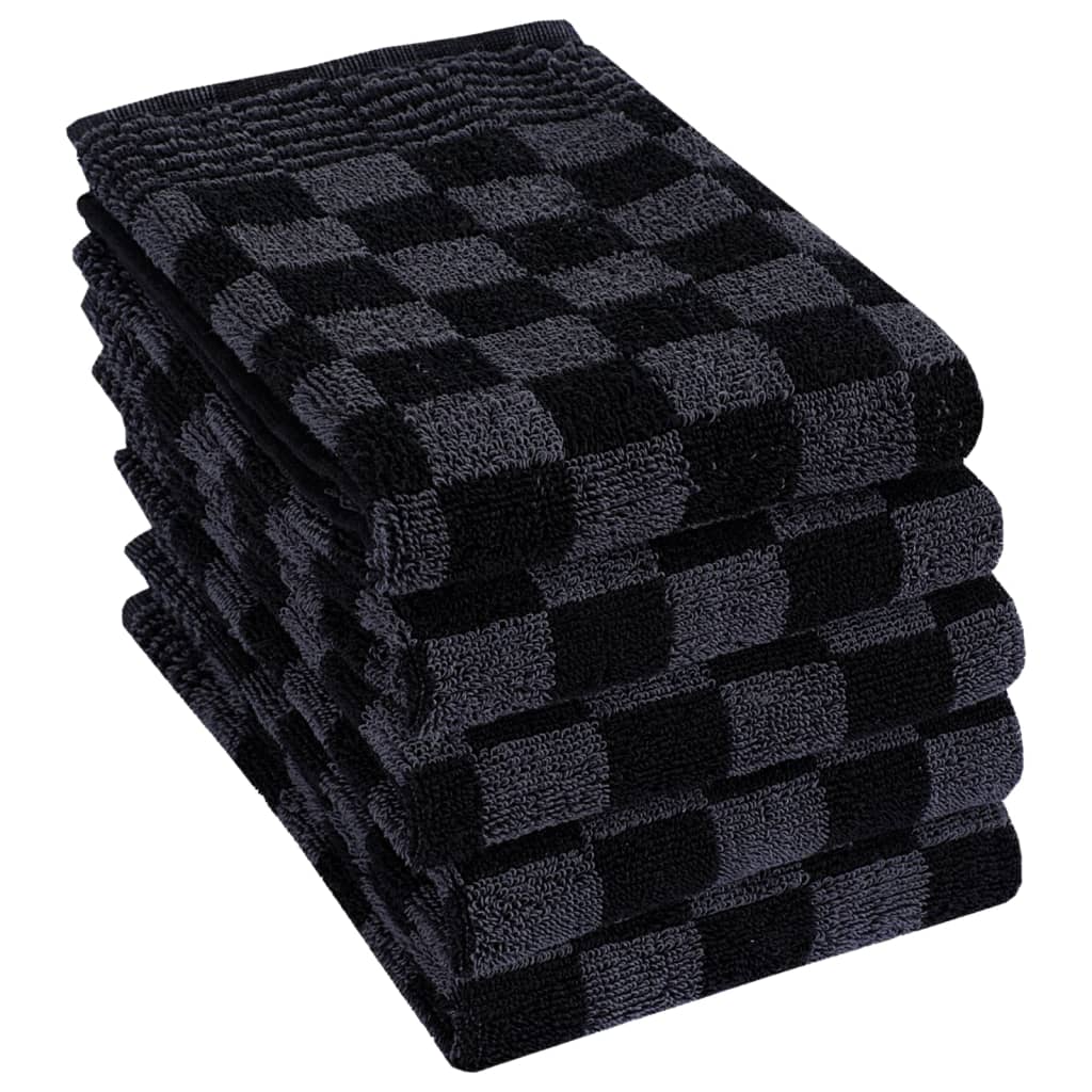 10 Piece Towel Set Black and Grey Cotton