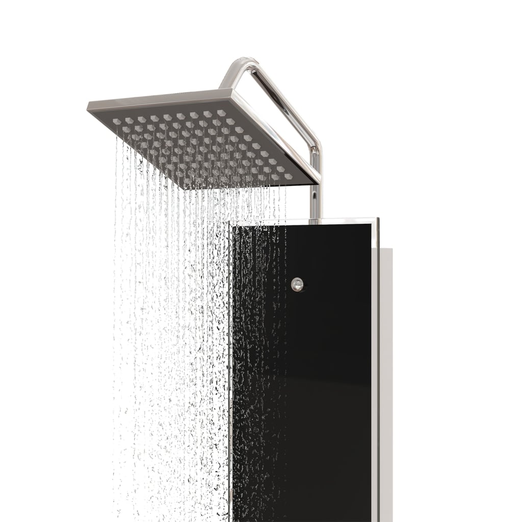 Shower Panel Unit Glass 18x45.5x130 cm Black