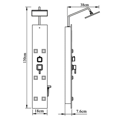 Shower Panel Unit Glass 18x45.5x130 cm Black