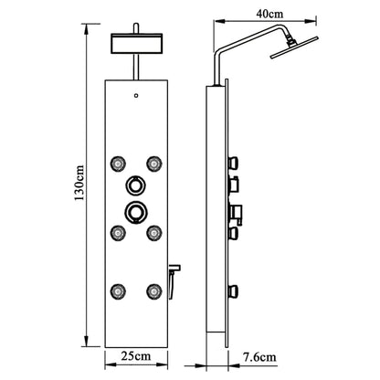 Shower Panel Unit Glass 25x47.5x130 cm White