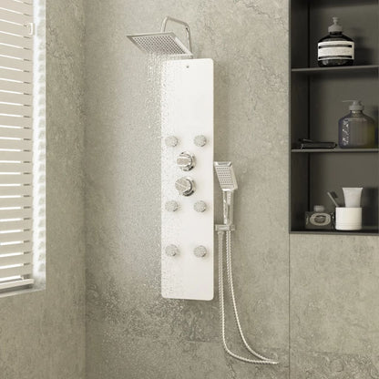 Shower Panel Unit Glass 25x47.5x130 cm White