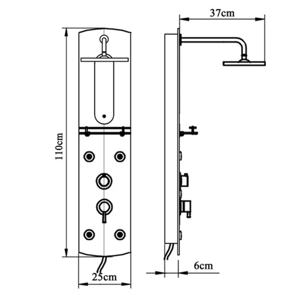 Shower Panel Unit 25x43x110 cm Silver