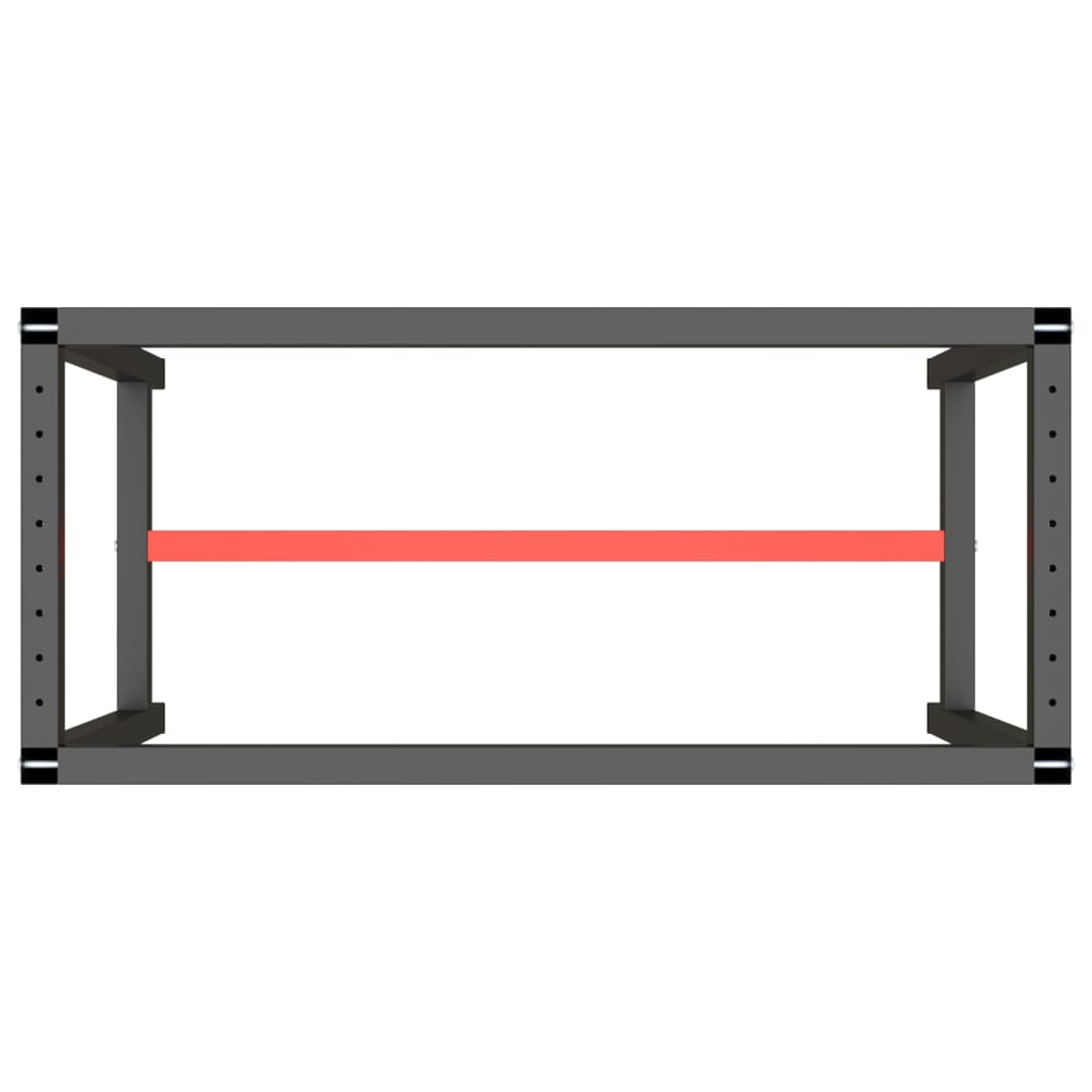 Work Bench Frame Matte Black and Matte Red 110x50x79 cm Metal