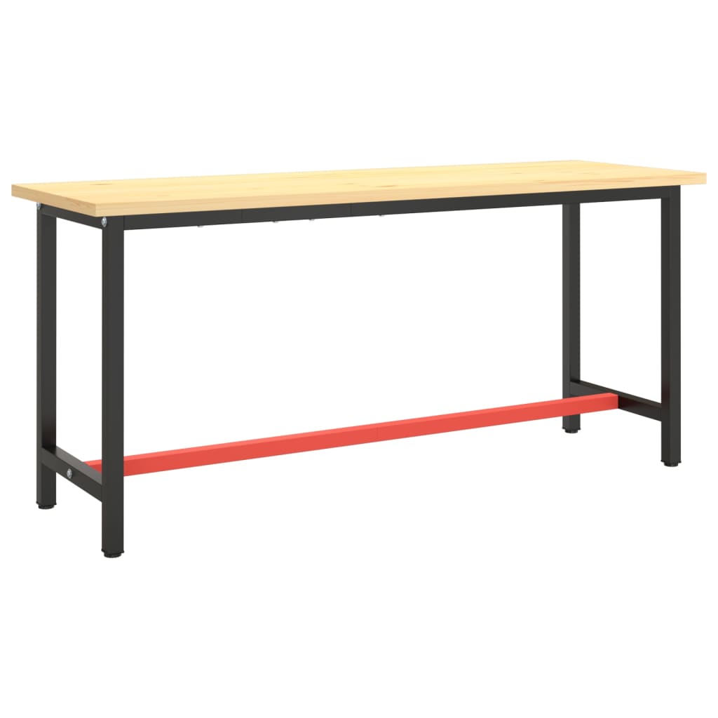 Work Bench Frame Matte Black and Matte Red 170x50x79 cm Metal