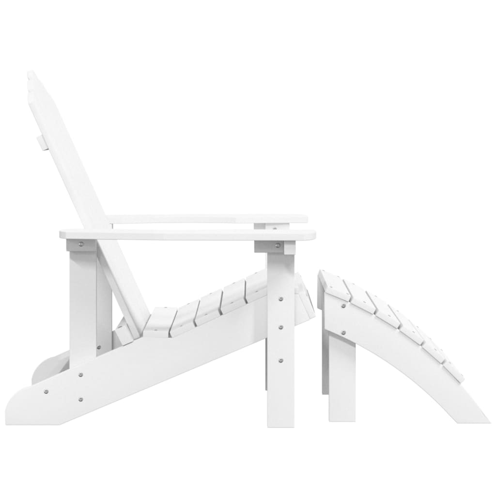 Garden Adirondack Chair with Footstool HDPE White