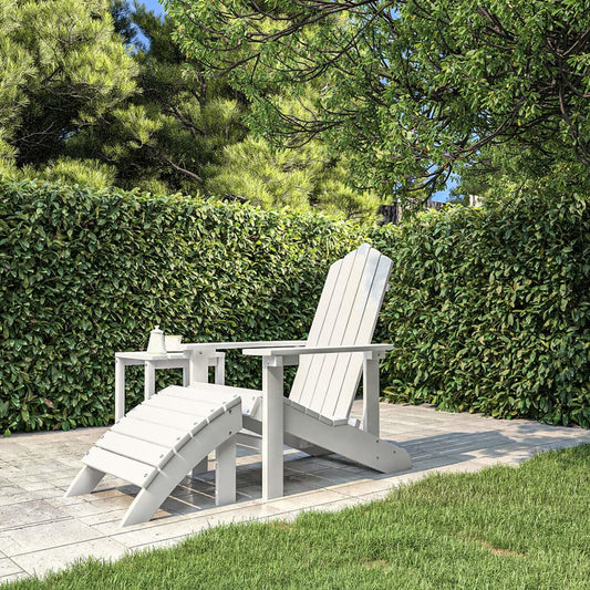 Garden Adirondack Chair with Footstool HDPE White