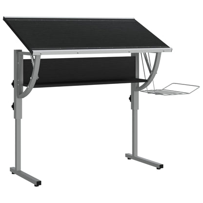 Craft Desk Black&Grey 110x53x(58-87) cm Engineered Wood&Steel