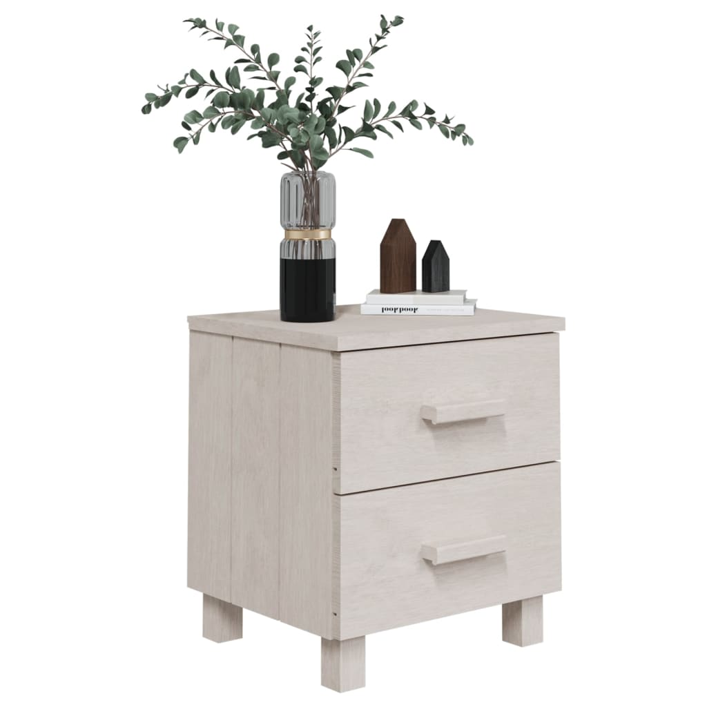 Bedside Cabinet HAMAR White 40x35x44.5 cm Solid Pinewood