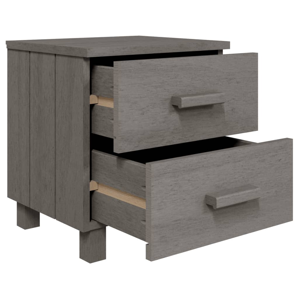 Bedside Cabinet HAMAR Light Grey 40x35x44.5 cm Solid Pinewood