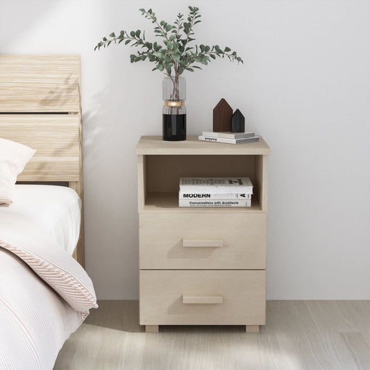 Bedside Cabinet HAMAR Honey Brown 40x35x62 cm Solid Wood Pine