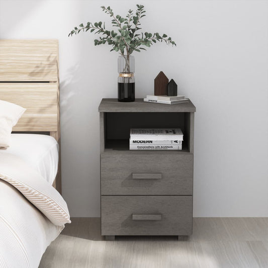 Bedside Cabinet HAMAR Light Grey 40x35x62 cm Solid Wood Pine