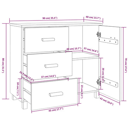 Sideboard HAMAR Dark Grey 90x40x80 cm Solid Pinewood