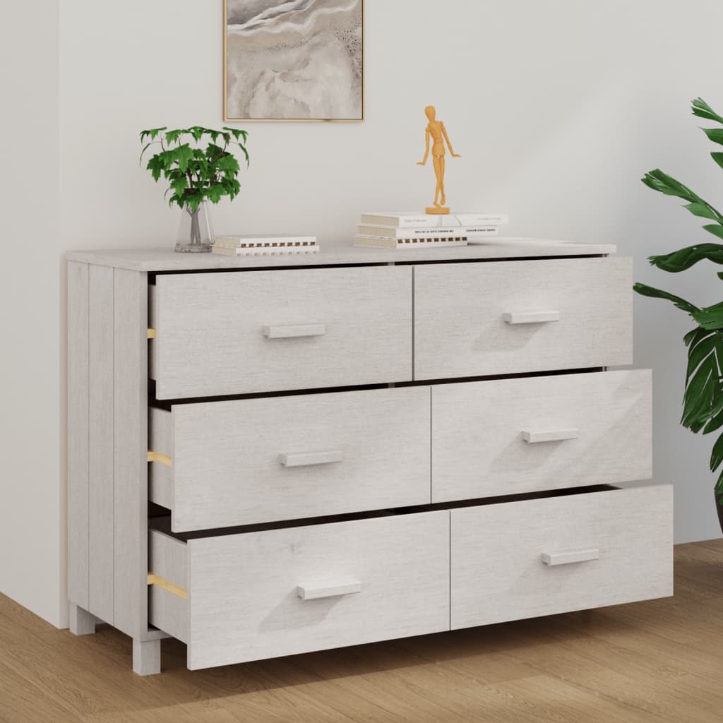 Sideboard HAMAR White 113x40x80 cm Solid Wood Pine