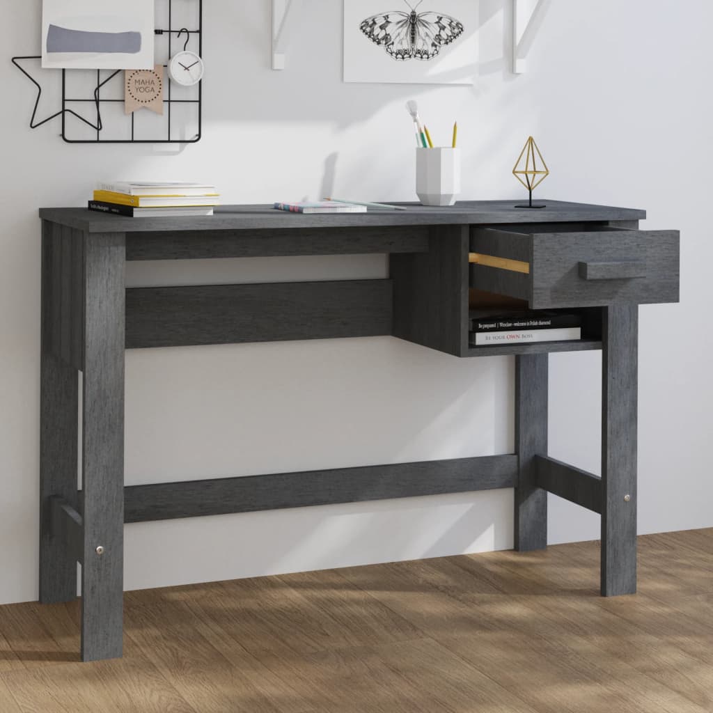 Desk HAMAR Dark Grey 110x40x75 cm Solid Wood Pine