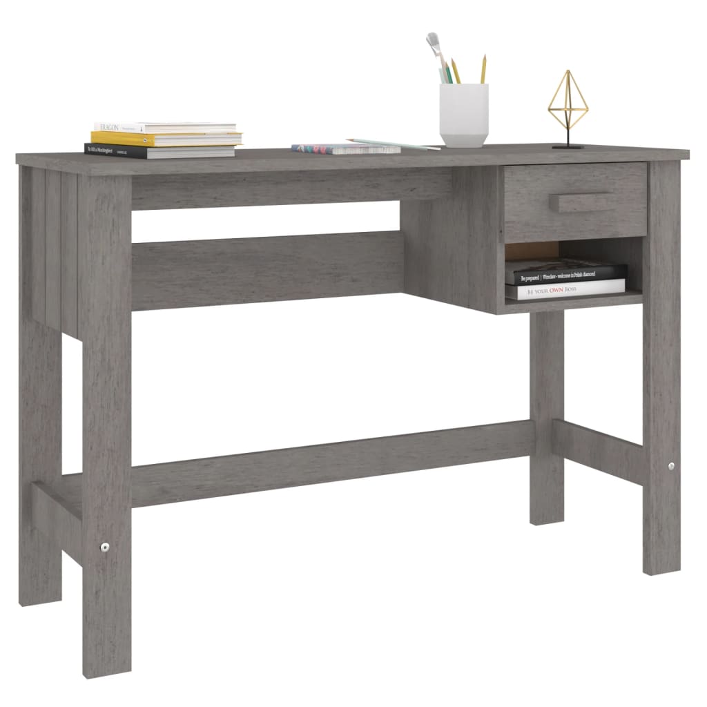 Desk HAMAR Light Grey 110x40x75 cm Solid Wood Pine