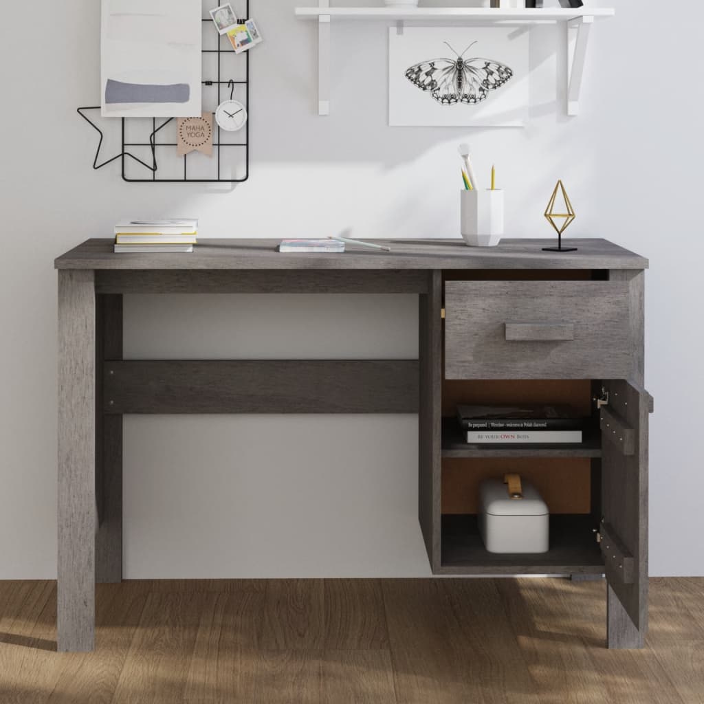 Desk HAMAR Light Grey 113x50x75 cm Solid Wood Pine