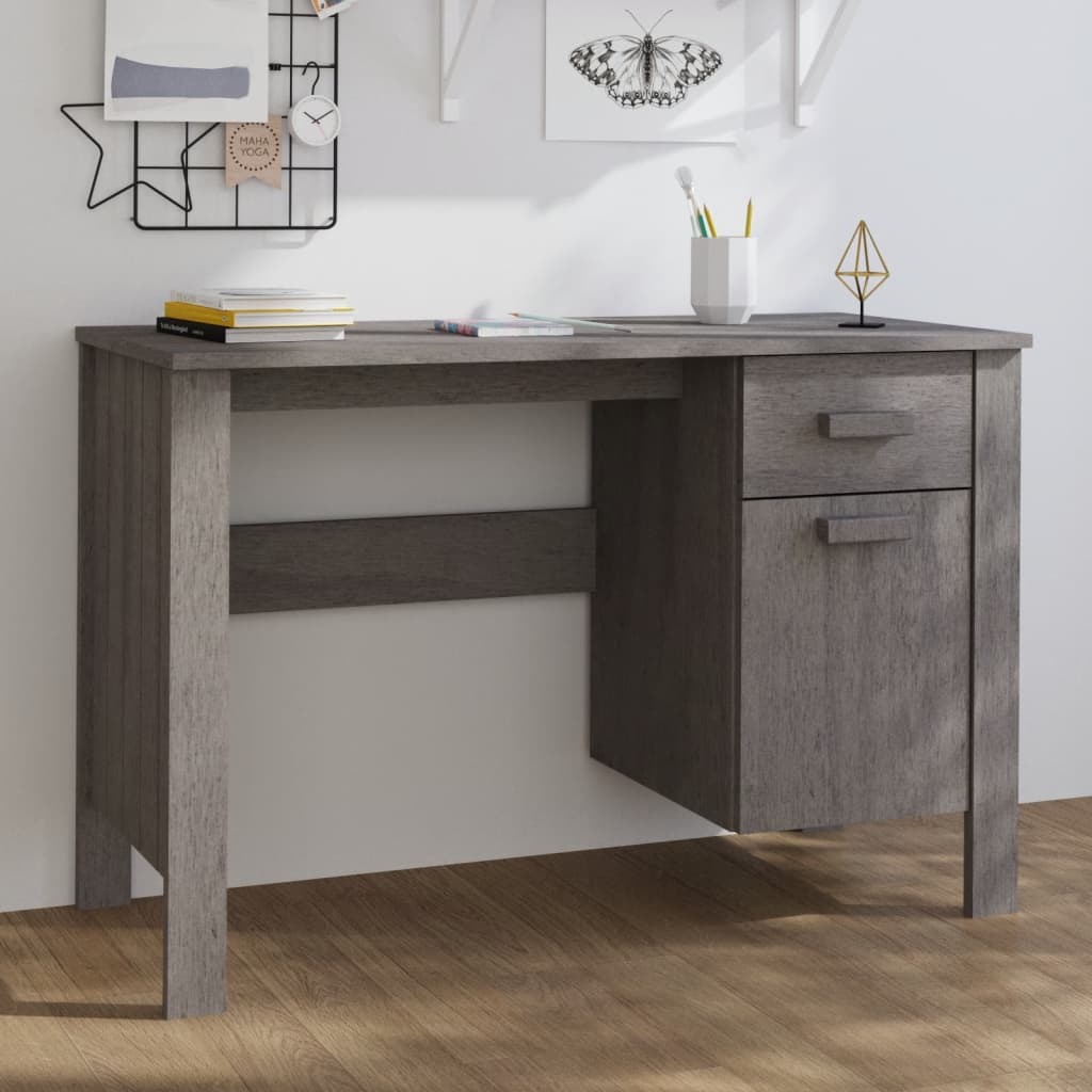 Desk HAMAR Light Grey 113x50x75 cm Solid Wood Pine