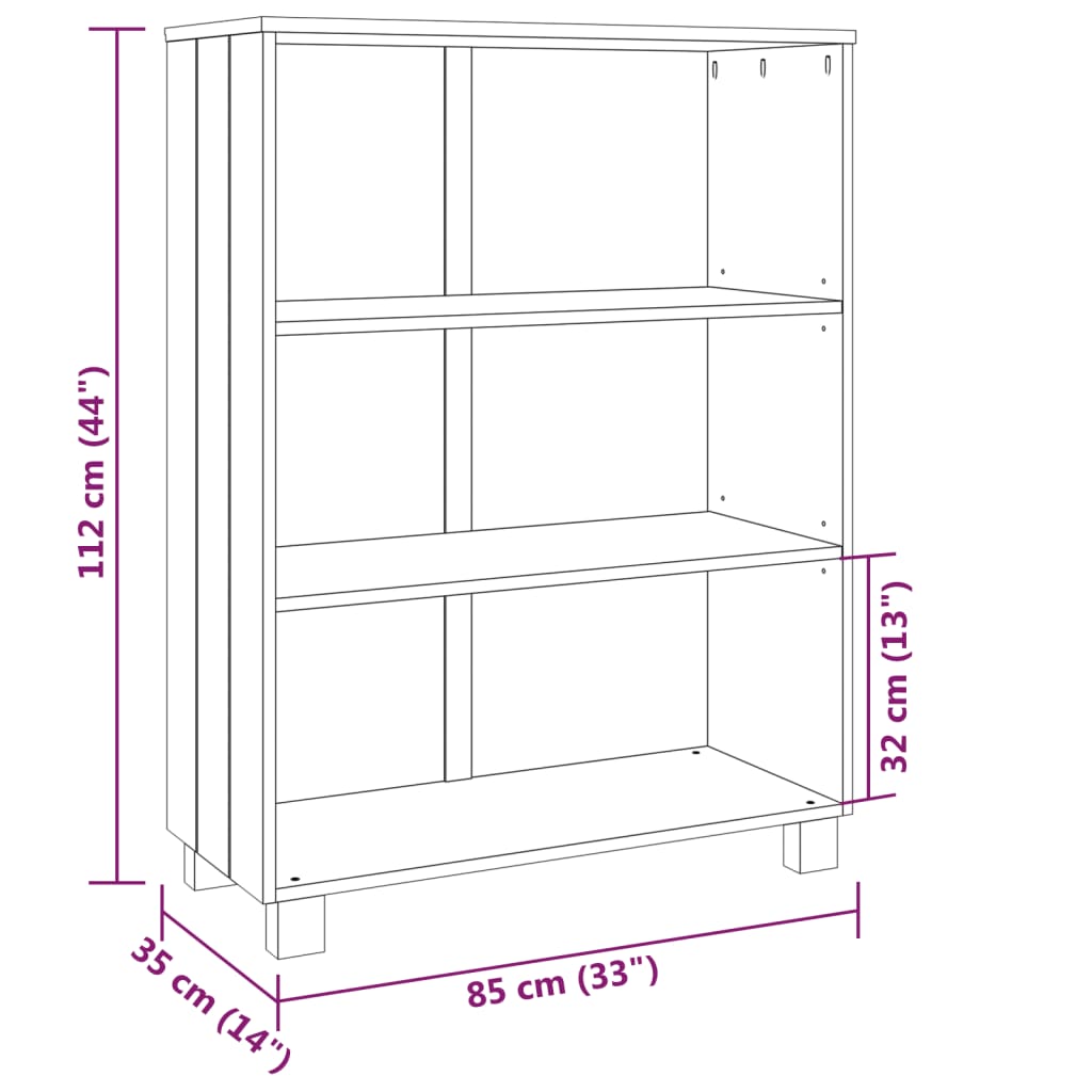 Book Cabinet HAMAR Honey Brown 85x35x112 cm Solid Wood Pine