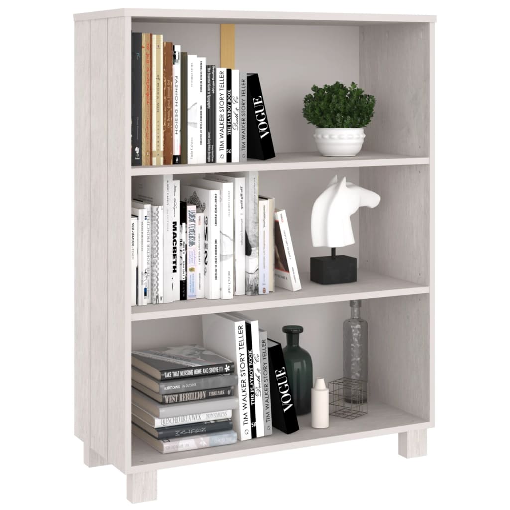 Book Cabinet HAMAR White 85x35x112 cm Solid Wood Pine